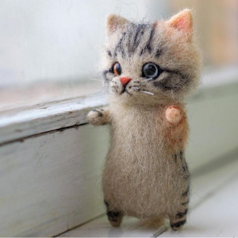 Cadeau de feutre de laine de chat bricolage pour les amoureux des chats