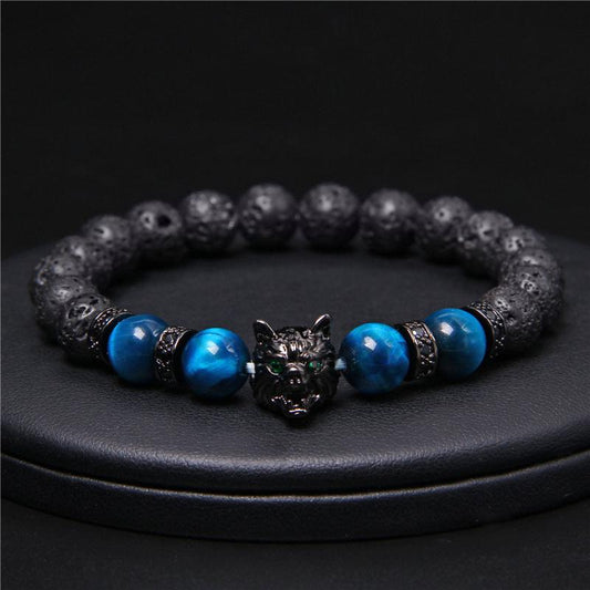 Bracelet œil de Tigre tête de Loup