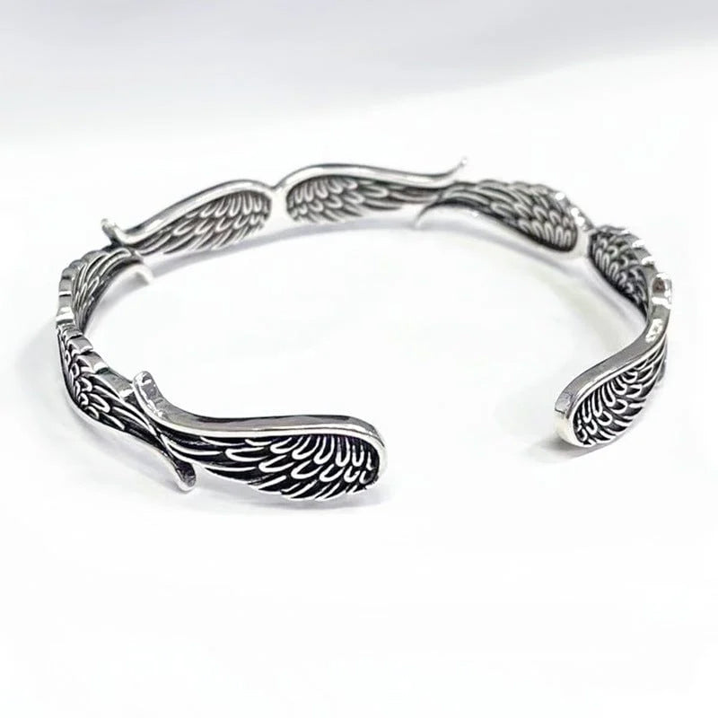 Bracelet en argent sterling de style vintage avec des ailes d'ange