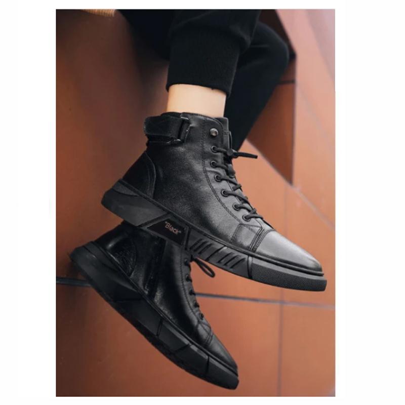 Bottes En Cuir Chaudes Noires