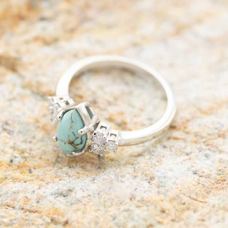 Bague Diamant Turquoise Naturelle
