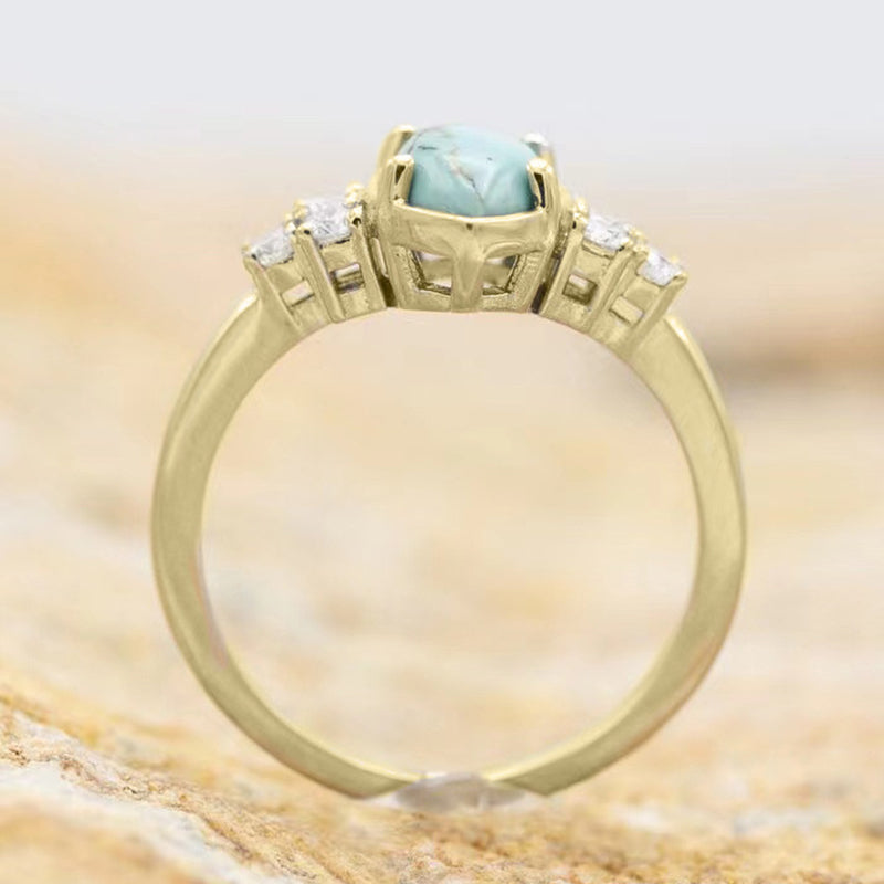 Bague Diamant Turquoise Naturelle