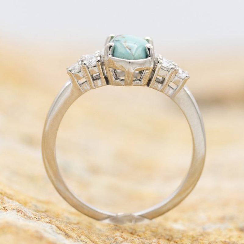 Bague Diamant Turquoise Naturelle