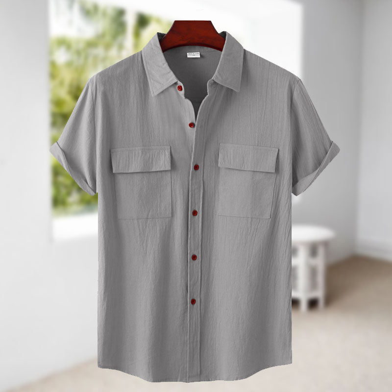 Chemise à manches courtes en lin pour homme