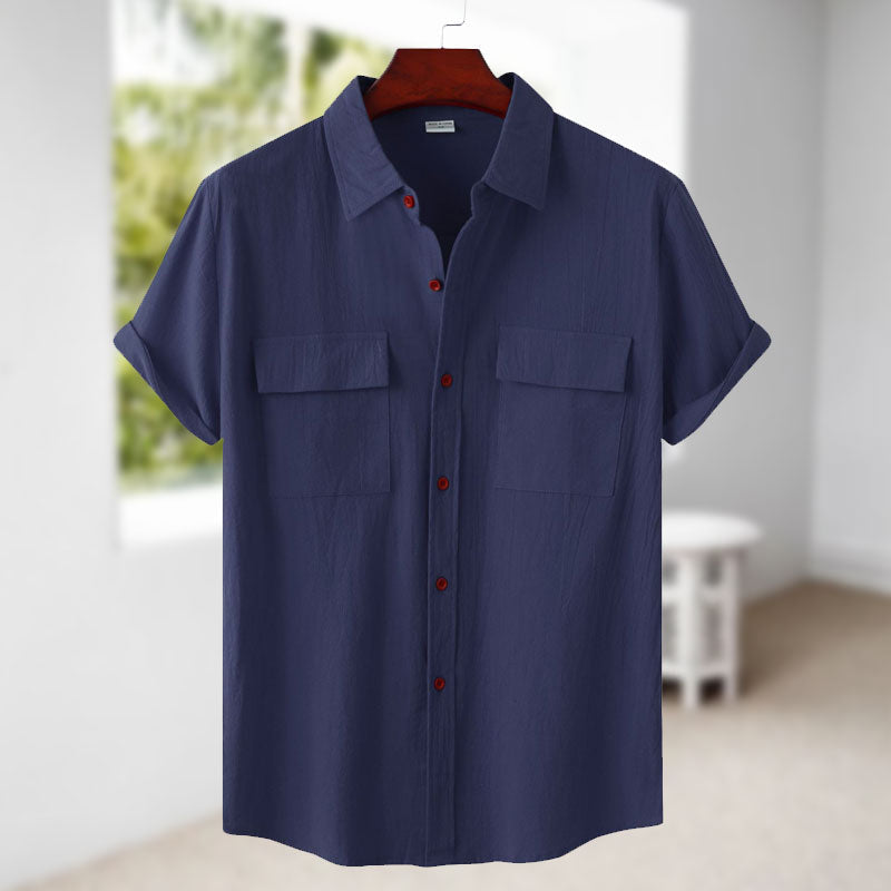 Chemise à manches courtes en lin pour homme