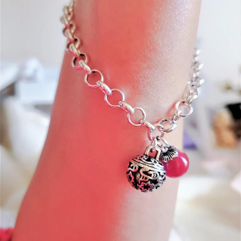 Bracelet Grelot avec Grenat Rouge