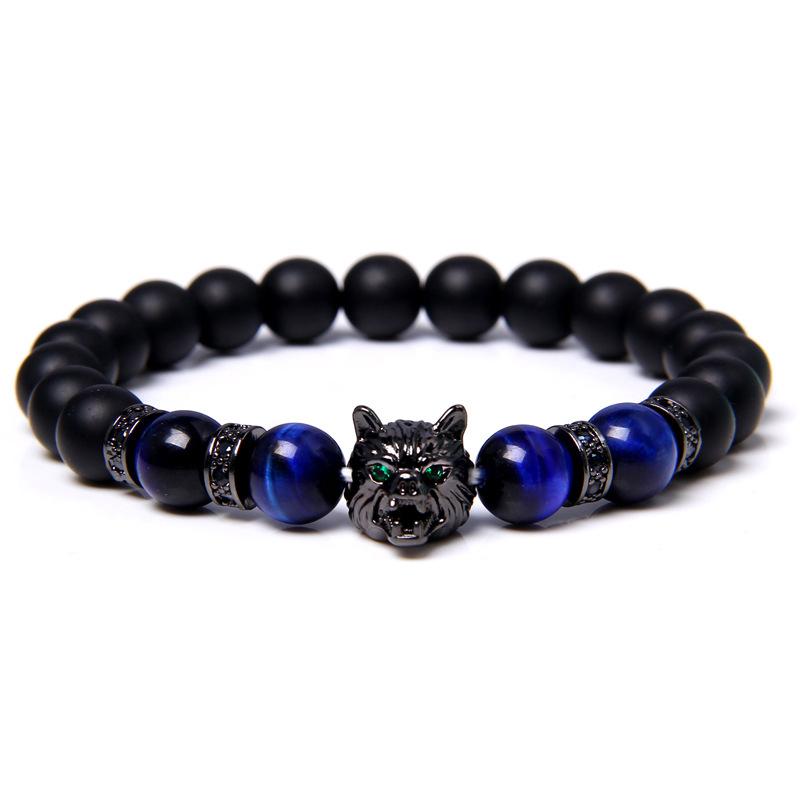 Bracelet œil de Tigre tête de Loup