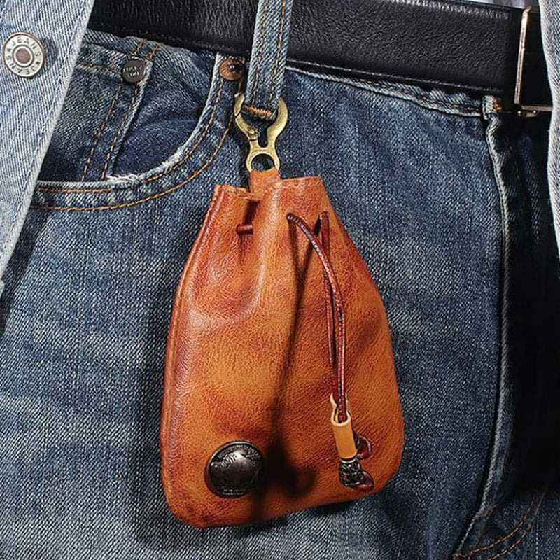 Sac de rangement rétro en cuir de vache