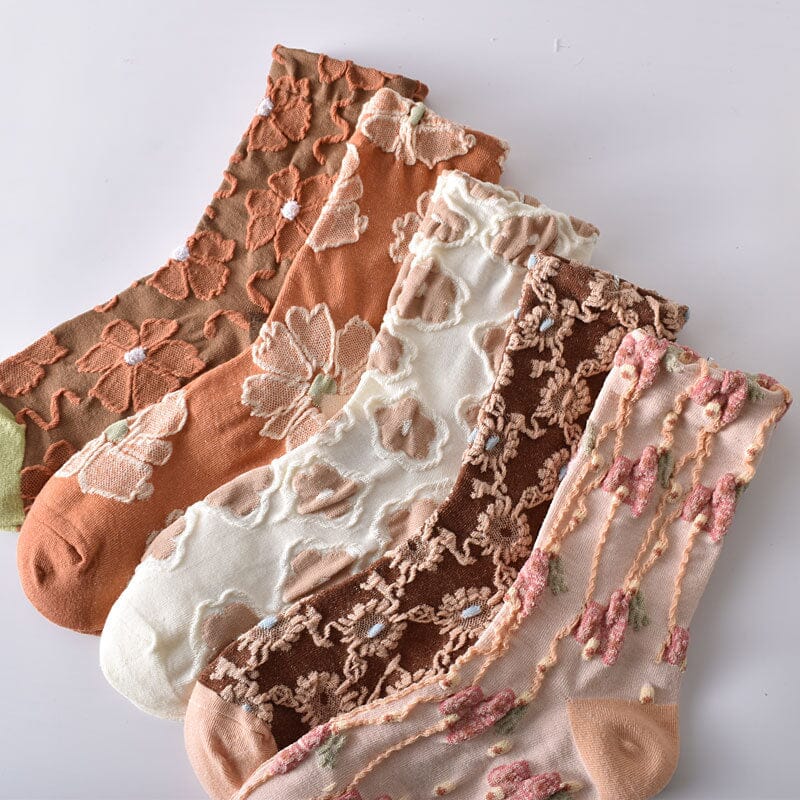 Chaussettes en Coton à Fleurs pour femmes (10 paires)