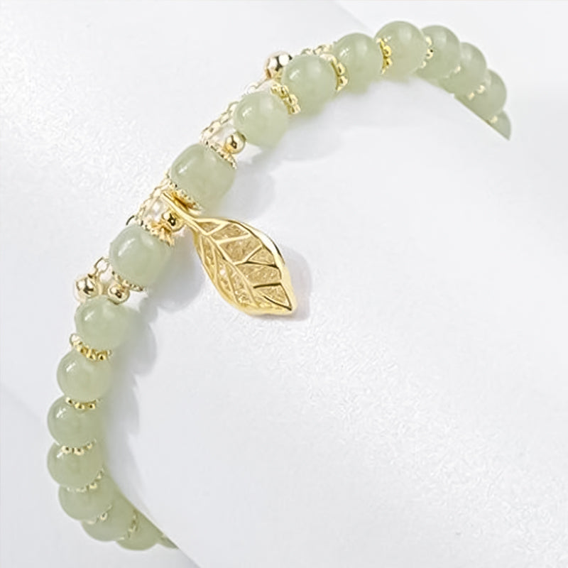 Bracelet en Jade Hetian avec Feuille