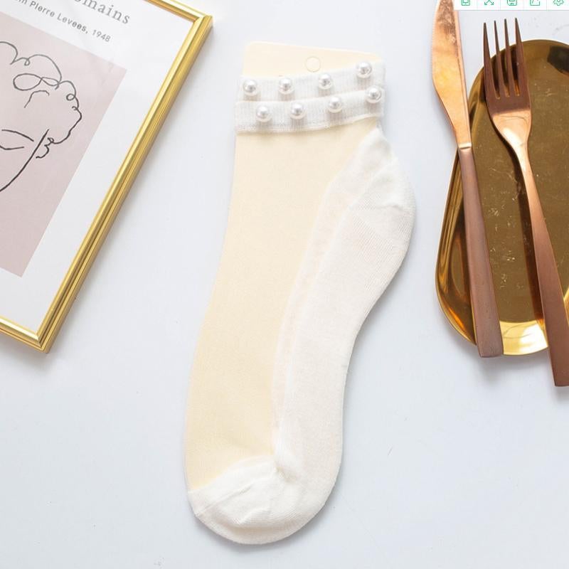 Chaussettes Transparentes avec Perles pour Femmes