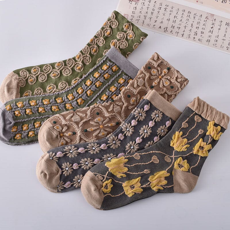Chaussettes en Coton à Fleurs pour femmes (10 paires)