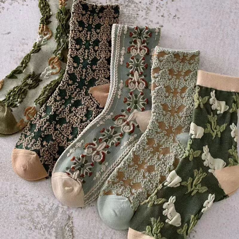 Chaussettes en Coton à Fleurs pour femmes (10 paires)
