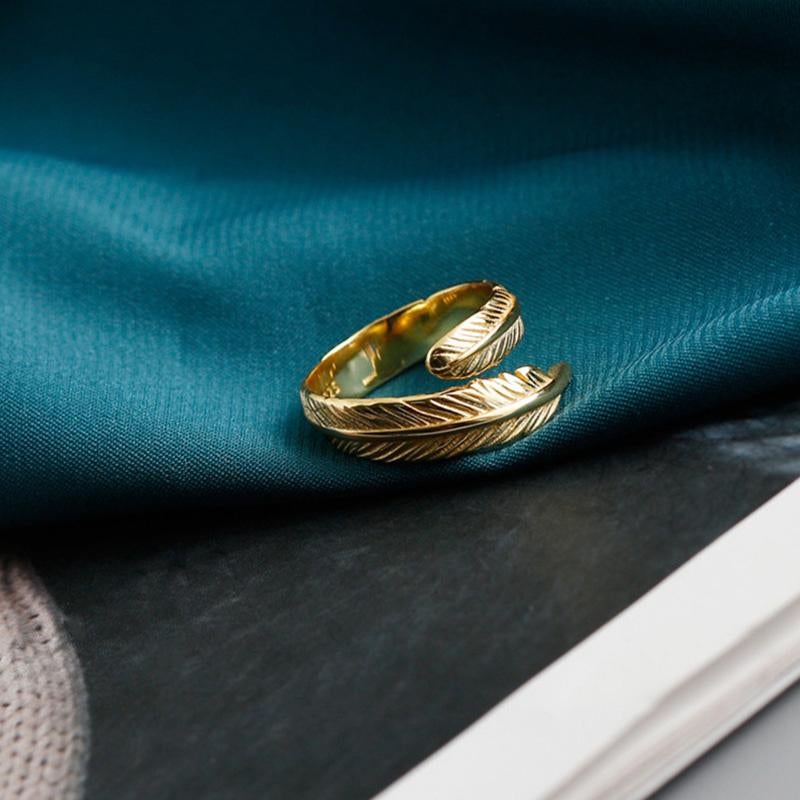 Bague Plume Dorée Ajustable