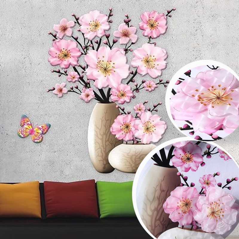Vase à Fleurs en 3D Sticker Mural Auto-adhésifs