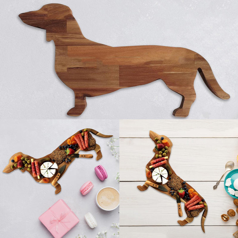 Assiette Plate Chien Teckel en Bois