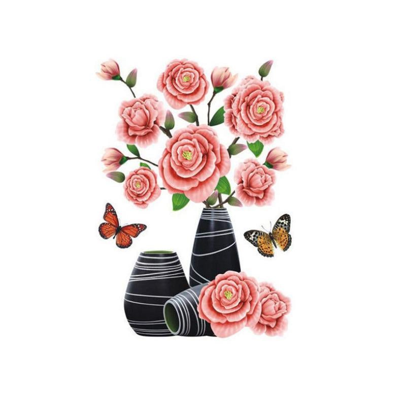 Vase à Fleurs en 3D Sticker Mural Auto-adhésifs