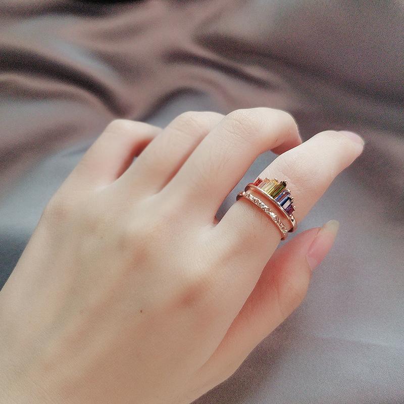 Bague en Micro Diamant Arc-En-Ciel