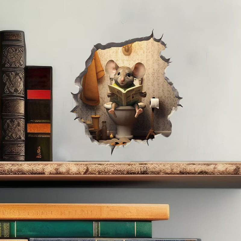 Autocollant mural trou de souris