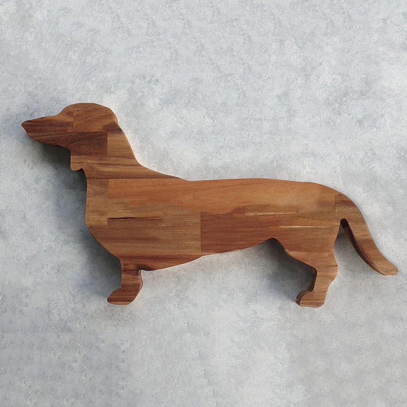 Assiette Plate Chien Teckel en Bois