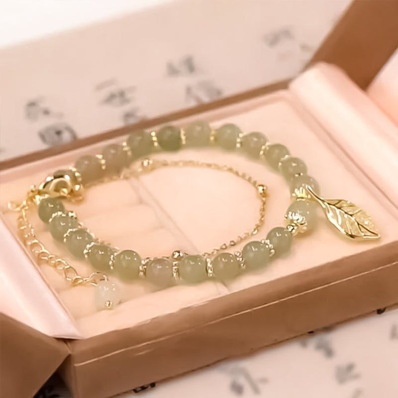 Bracelet en Jade Hetian avec Feuille
