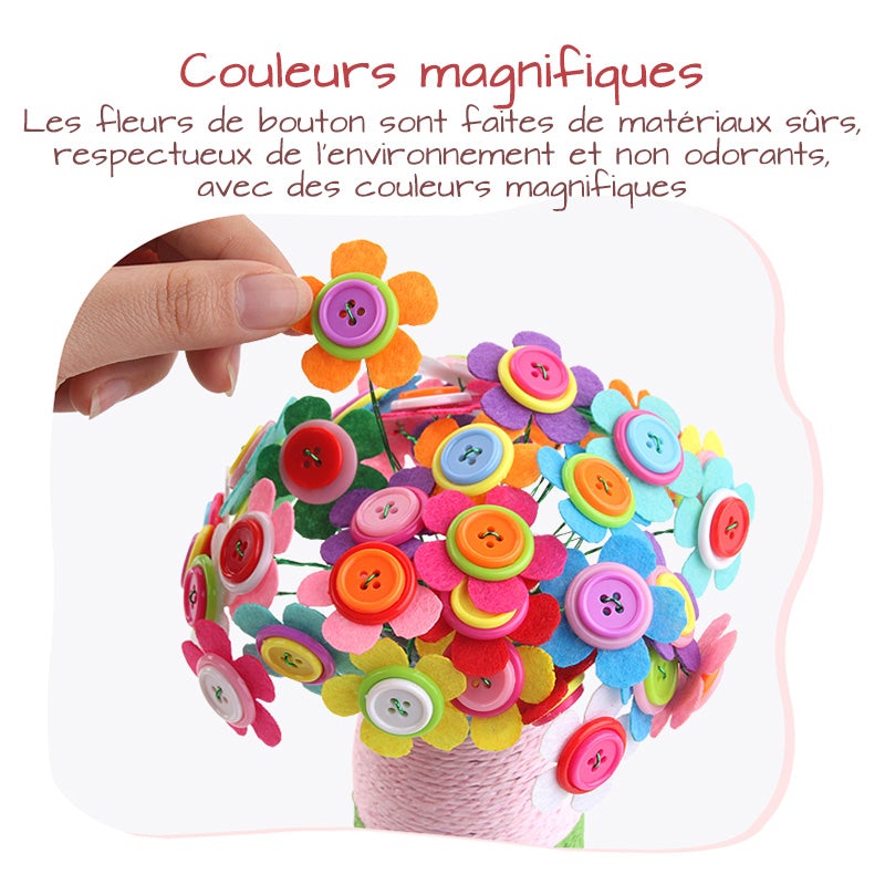 Bricolage Kit de Bouquets de Feutre de Bouton de Fil en Fer