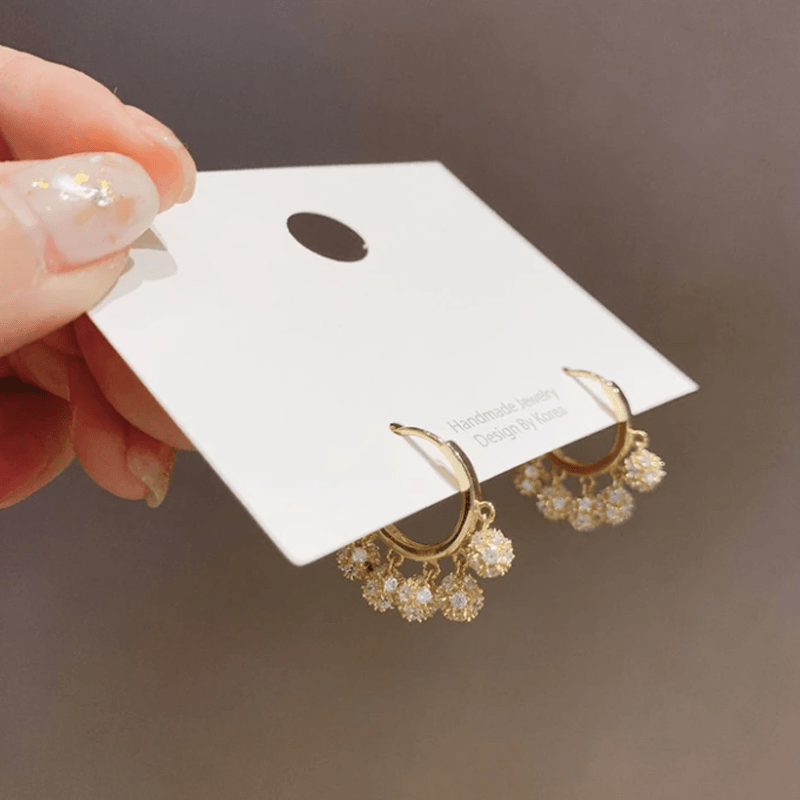 Boucles d'Oreilles Rondes Boule en Métal