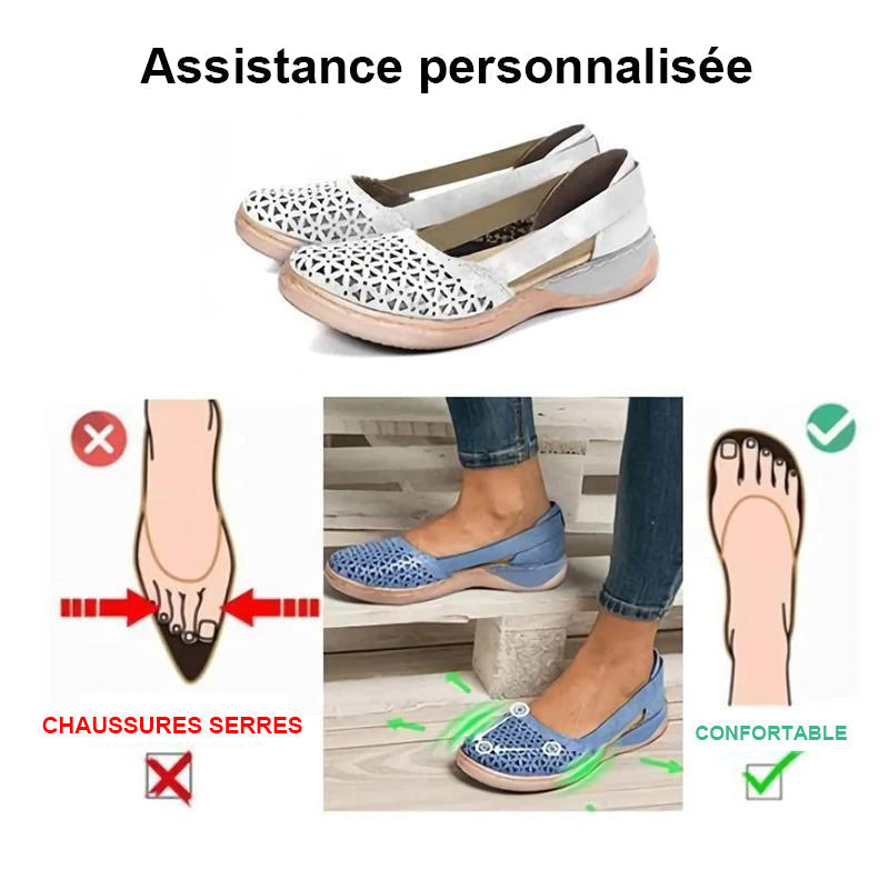 Sandale plate respirante à bout rond pour femme
