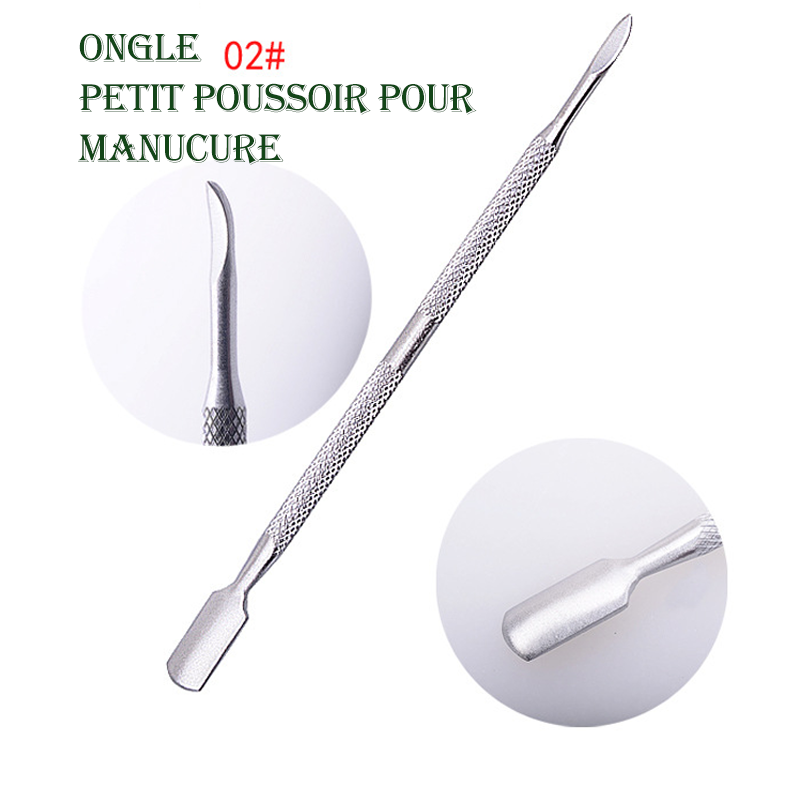 Bi-tête Poussoir à Cuticules en Acier Inoxydable