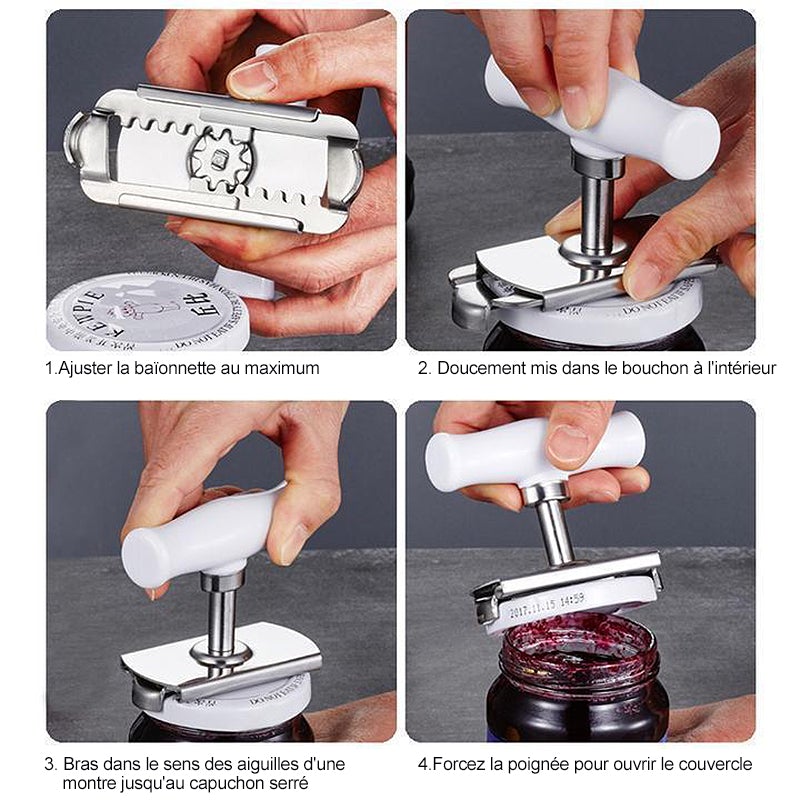 Taille réglable en acier inoxydable Ouvre-bouteille