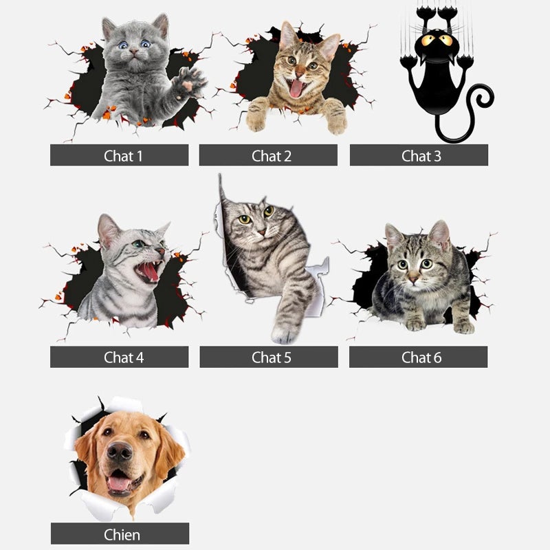 Autocollant de Voiture de Mignon Animal créatif en simulation 3D