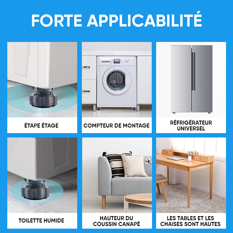 Support de machine à laver à hauteur réglable de 4 pièces