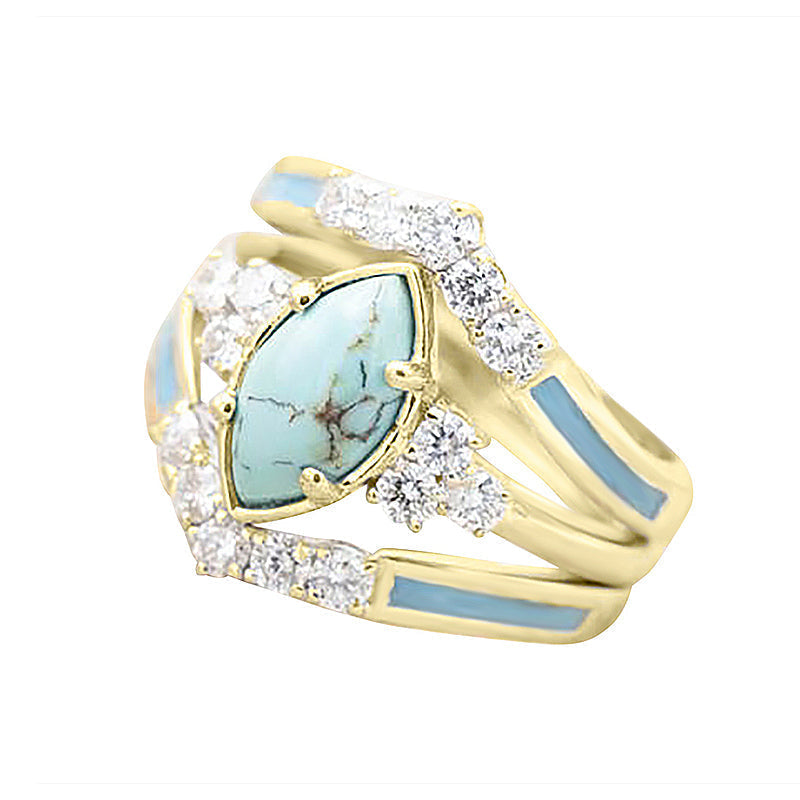 Bague Diamant Turquoise Naturelle
