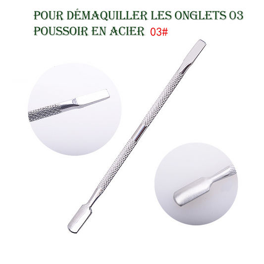 Bi-tête Poussoir à Cuticules en Acier Inoxydable