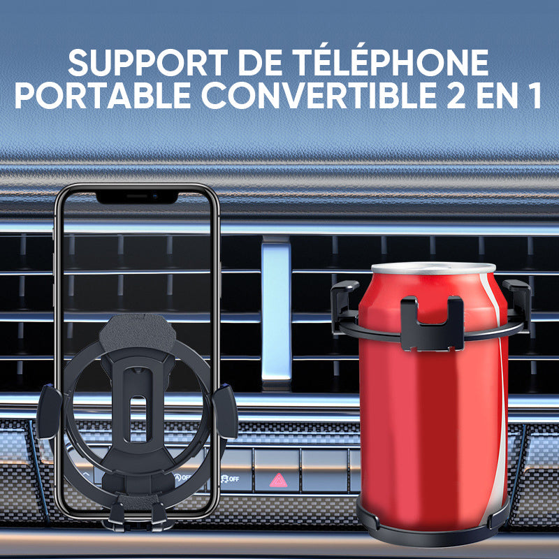 Support pour portable et gobelet de voiture 2 en 1