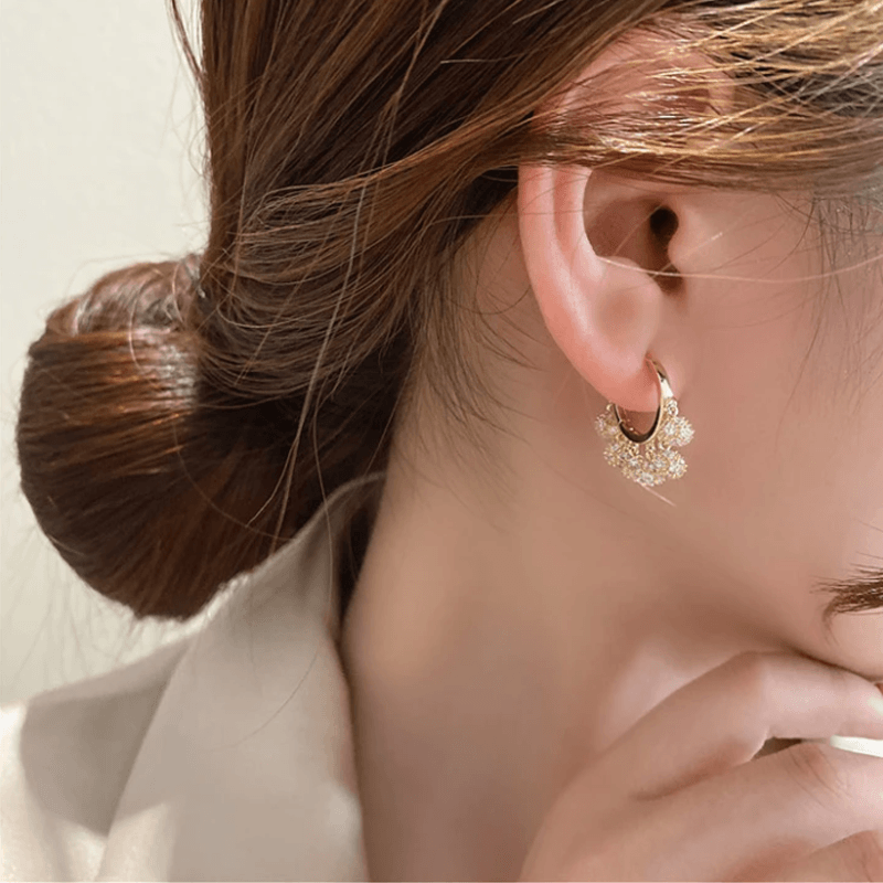 Boucles d'Oreilles Rondes Boule en Métal