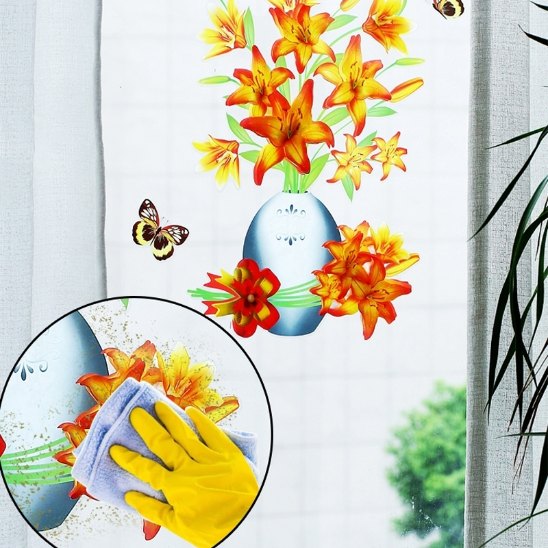 Vase à Fleurs en 3D Sticker Mural Auto-adhésifs