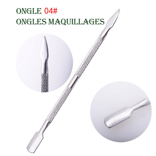 Bi-tête Poussoir à Cuticules en Acier Inoxydable