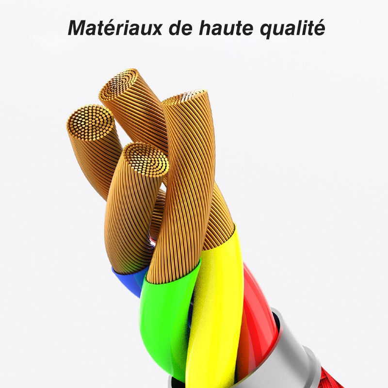 Câble de Données Tressé en Nylon à Ressort Rétractable