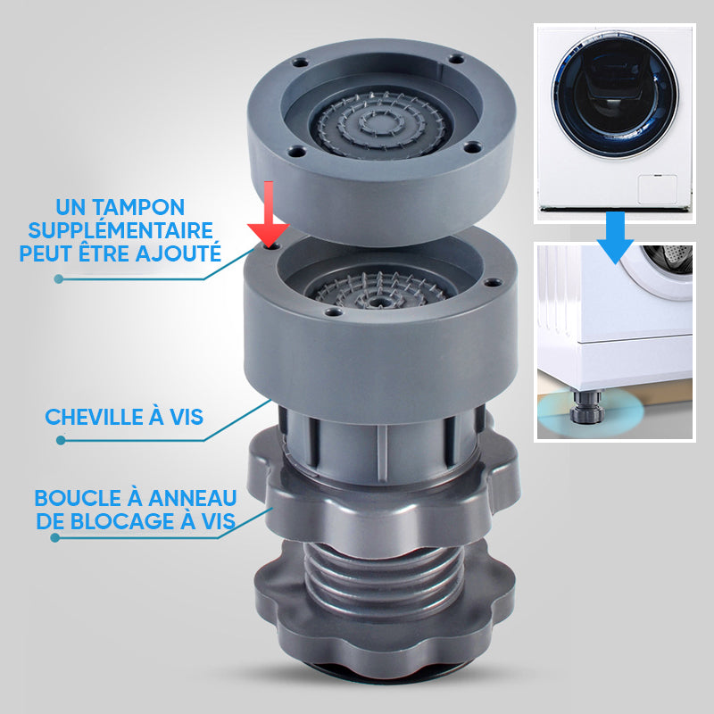 Support de machine à laver à hauteur réglable de 4 pièces