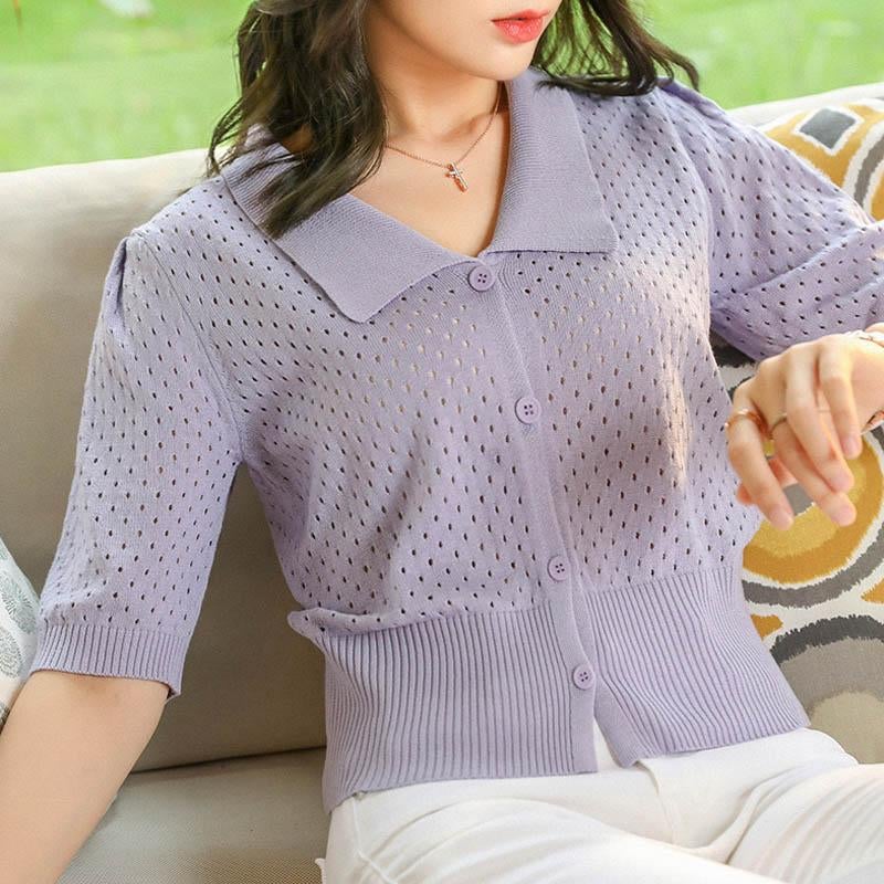 Cardigan Ajouré À Col V pour Femmes