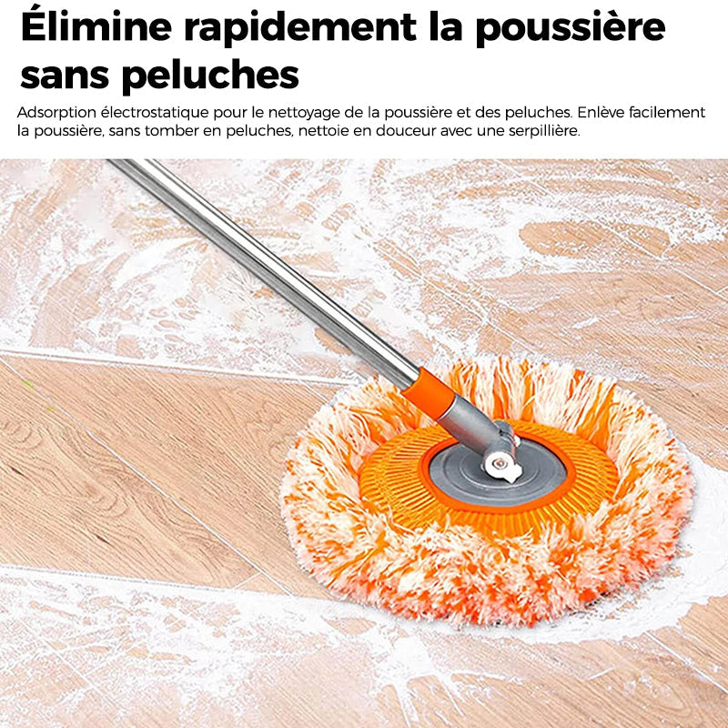 Balai à franges ajustable et rotatif à 360