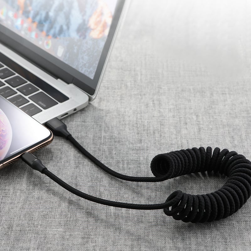 Câble de Données Tressé en Nylon à Ressort Rétractable