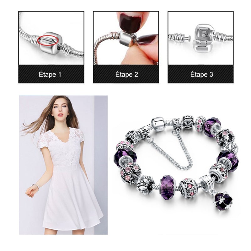 Bracelet Pierres de Naissance Cristal Améthyste