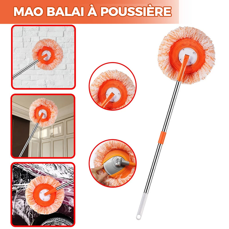 Balai à franges ajustable et rotatif à 360