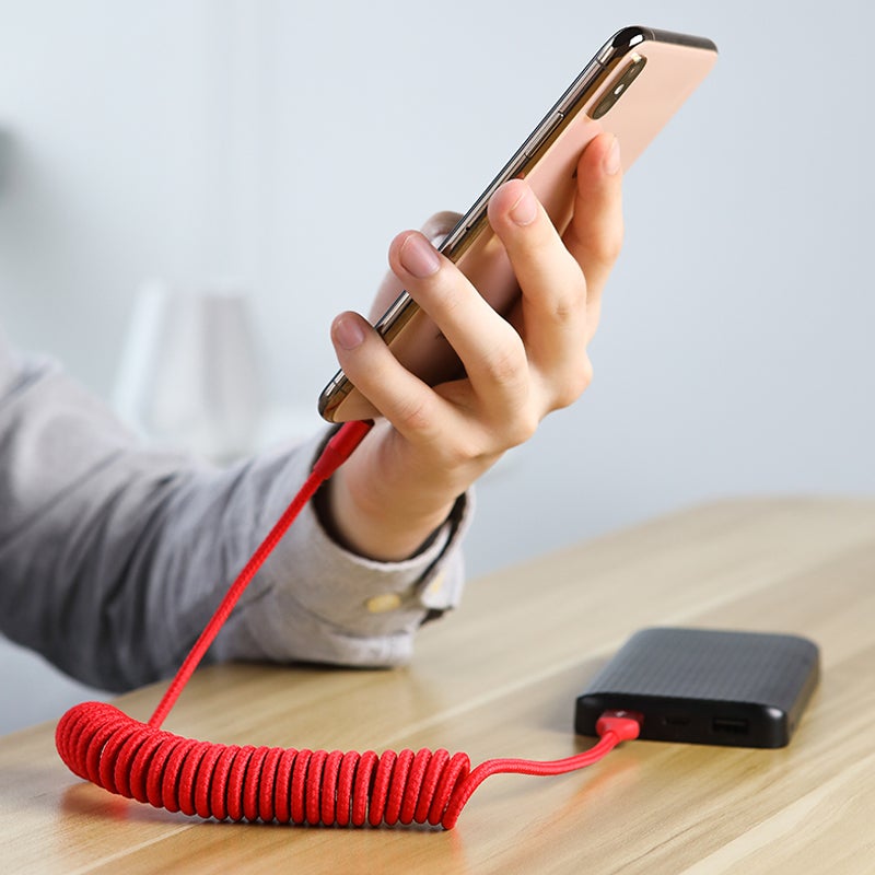 Câble de Données Tressé en Nylon à Ressort Rétractable