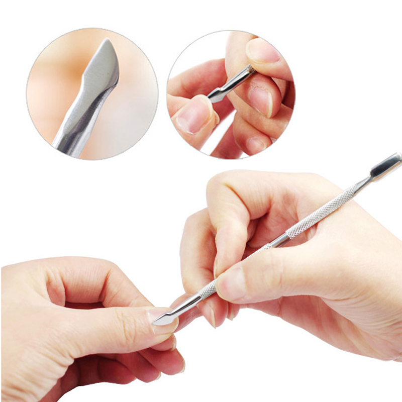 Bi-tête Poussoir à Cuticules en Acier Inoxydable