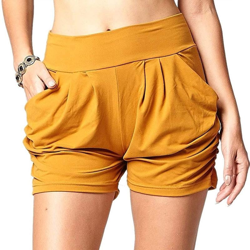 Short à Poches Plissées Taille Haute