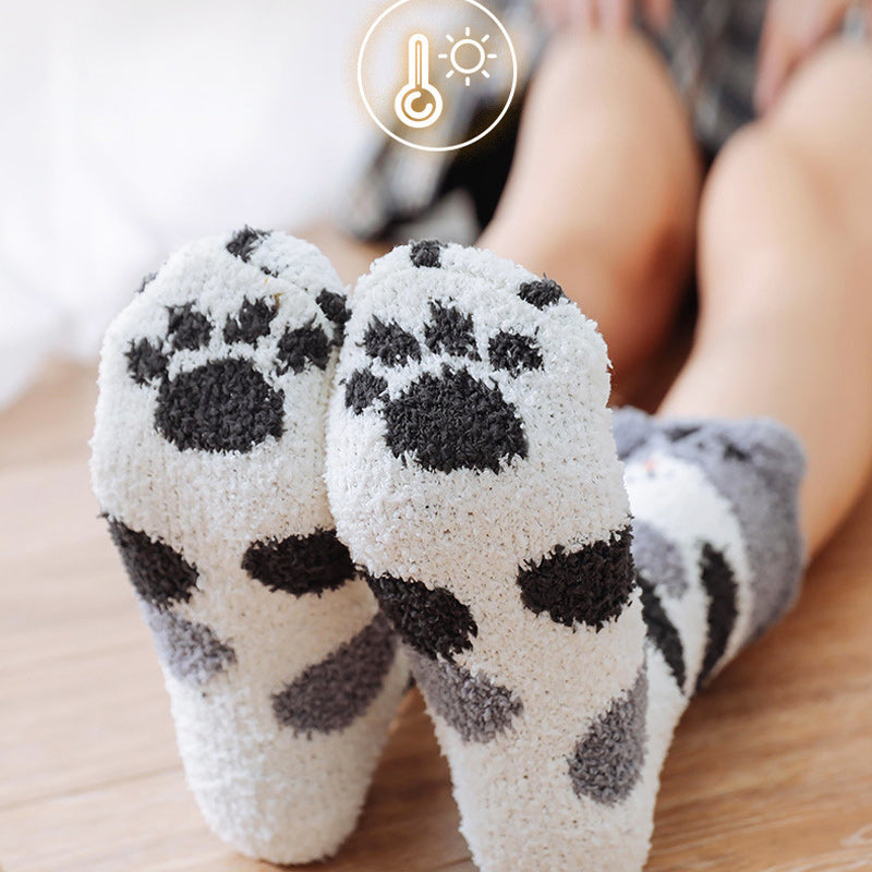 Chaussettes pelucheuses patte de chat
