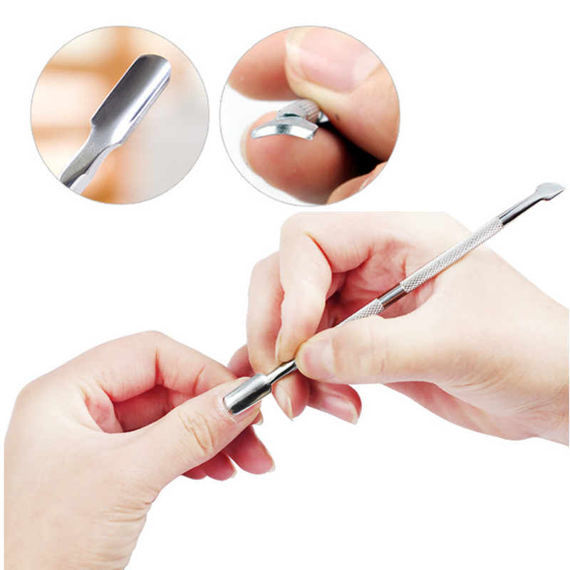 Bi-tête Poussoir à Cuticules en Acier Inoxydable